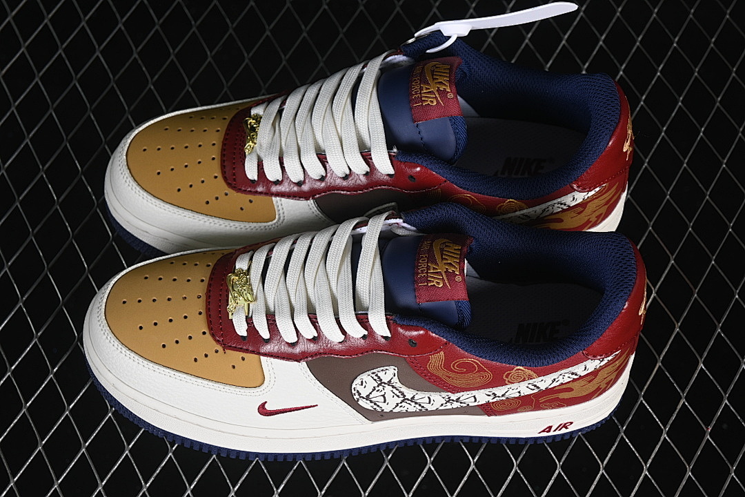 Nike [NH0601-535]-[AIR FORCE 1 07 LOW WHITE/BROWN/RED/NAVY BLUE/GOLD]-[WOMAN:36-39]-[MAN:40-45] - Image 11
