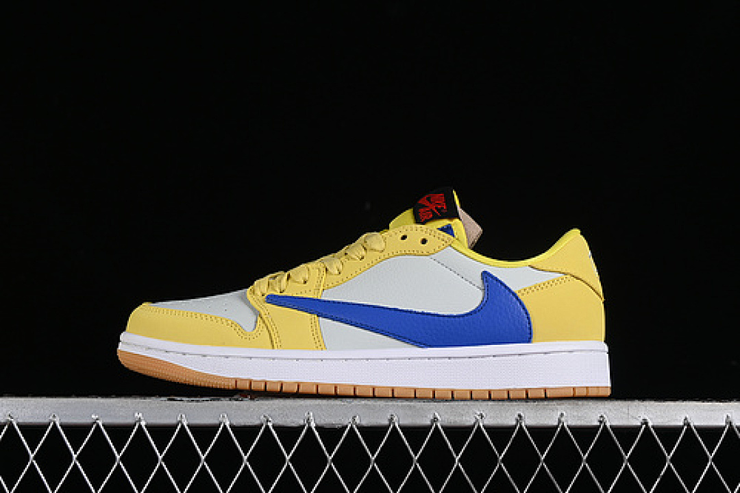 Jordan [DZ4137-700]-[TRAVIS SCOTT AIR JORDAN 1 LOW OG CANARY/RACER BLUE/LIGHT SILVER/GUM MEDIUM (BROWN]), photo 1