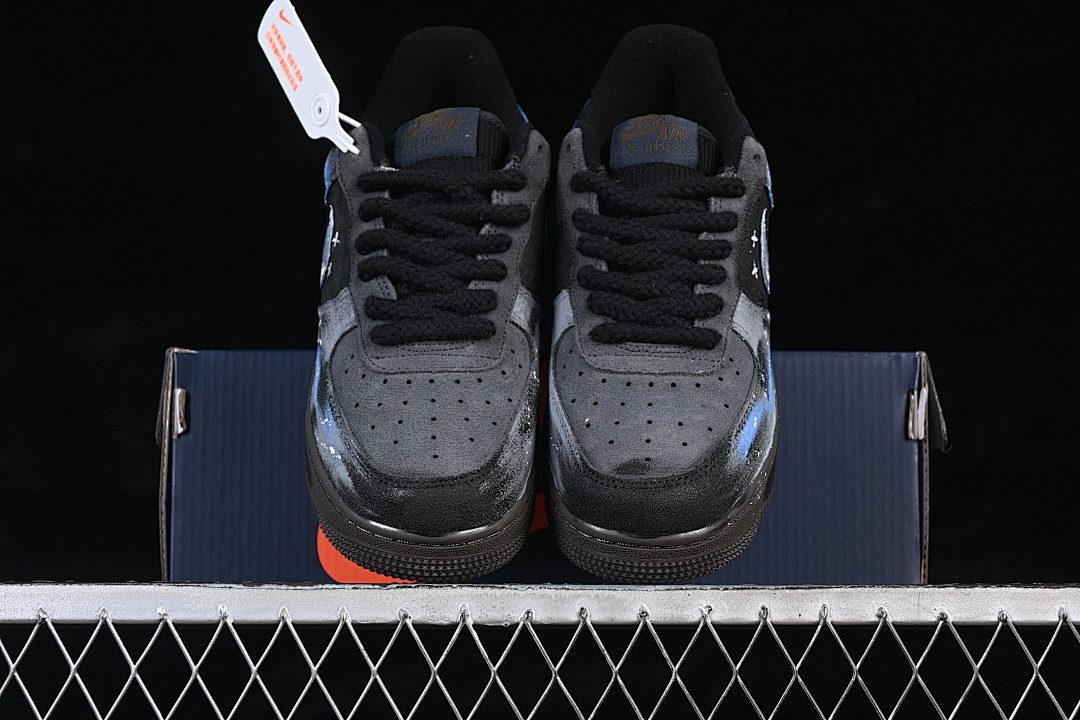 Nike [DO6730-101]-[AIR FORCE 1 07 LOW CASUAL SNEAKERS BLACK/BLUE]-[WOMAN:36-39]-[MAN:40-45] - Image 13