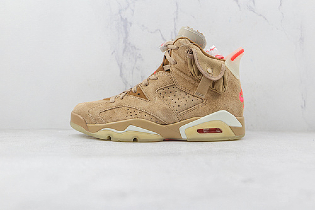 Jordan DH0690-200]-[TRAVIS SCOTT X AIR JORDAN 6 RETRO BRITISH KHAKI/SAIL/BRIGHT CRIMSON]-[MAN:40-47.5], photo 1