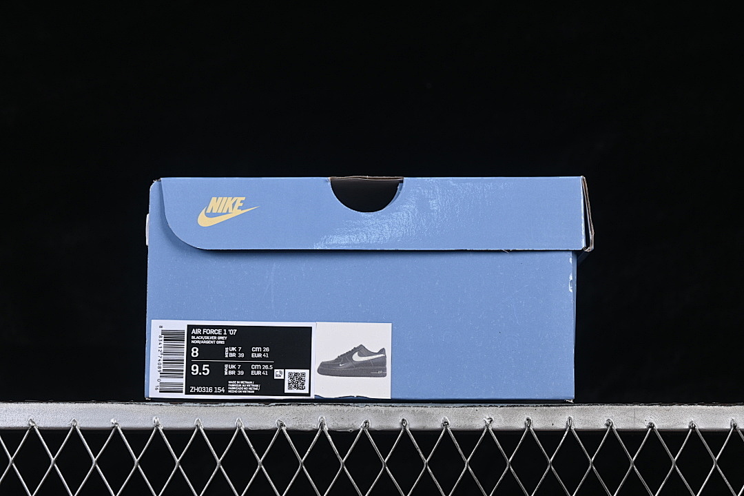 Nike [ZH0316-154]-[AIR FORCE 1 07 LOW BLACK/SILVER/BLACK]-[WOMAN:36-39]-[MAN:40-45] - Image 12