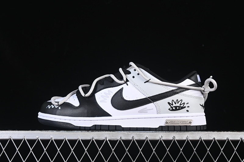 Nike DUNK LOW BANDAGE TOP CASUAL SNEAKERS BLACK/WHITE/GREY · DD1391-100, photo 1
