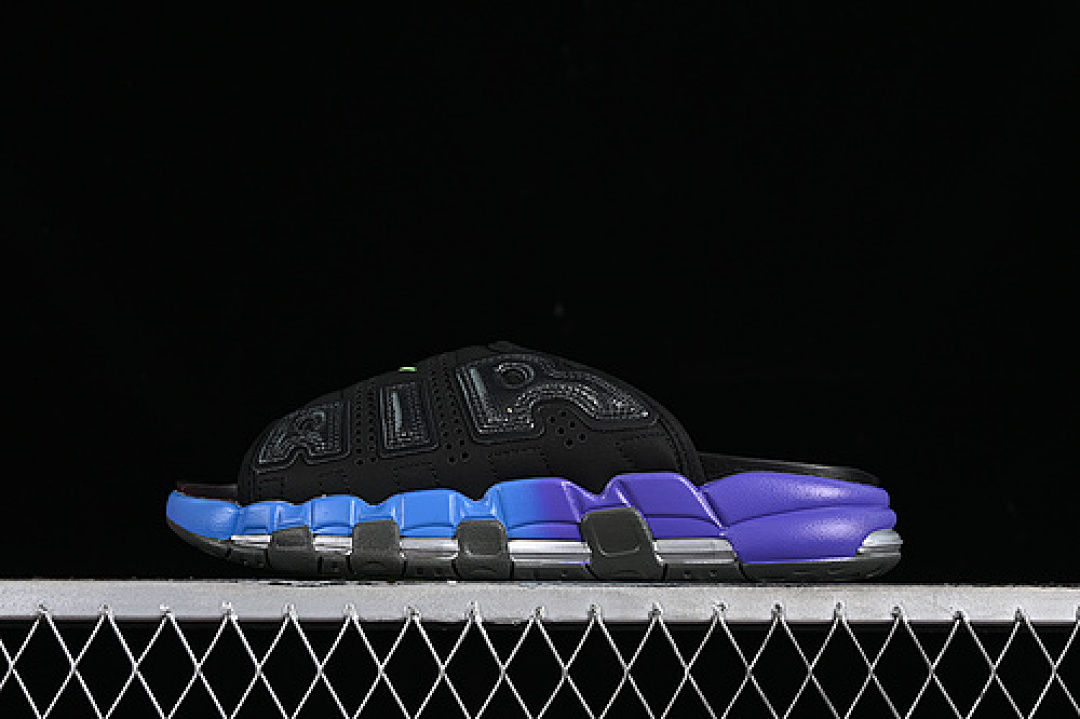 Purple AIR MORE UPTEMPO SLIDE BLACK/PACIFIC BLUE/PSYCHO PURPLE/SHOCK GREEN · FN8893-034, photo 1