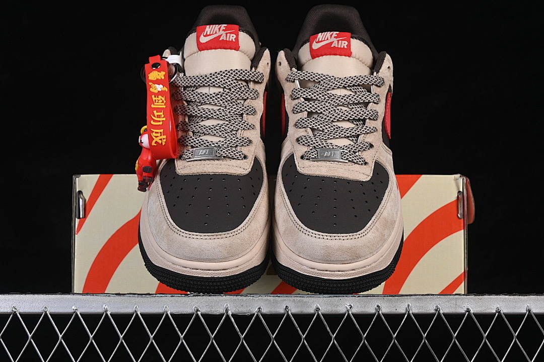 Nike [XD0028-020]-[AIR FORCE 1 07 LOW CASUAL SNEAKERS BROWN/BLACK/RED]-[WOMAN:36-39]-[MAN:40-45] - Image 13