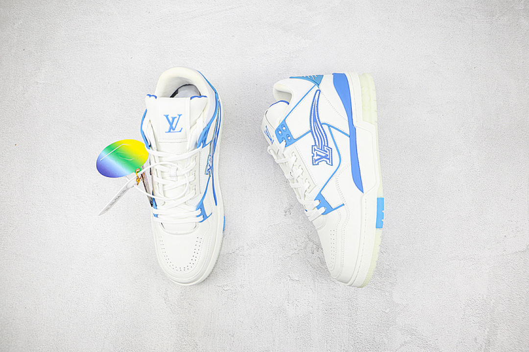 Louis Vuitton [L*V SHOES TRAINER WHITE/WHITE/BLUE]-[MAN:39-45] - Image 4