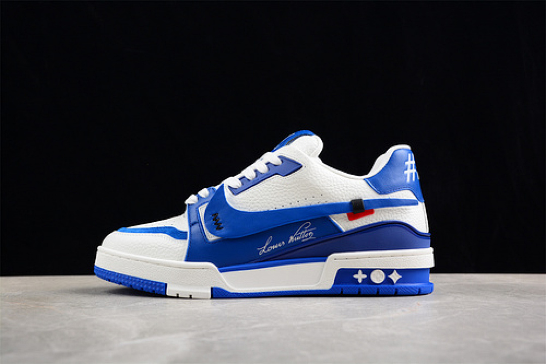 Louis Vuitton [LOUIS VUITTON TRAINER SNEAKER LOW LV WHITE/BLUE]-[WOMAN:35-39]-[MAN:40-45], photo 1