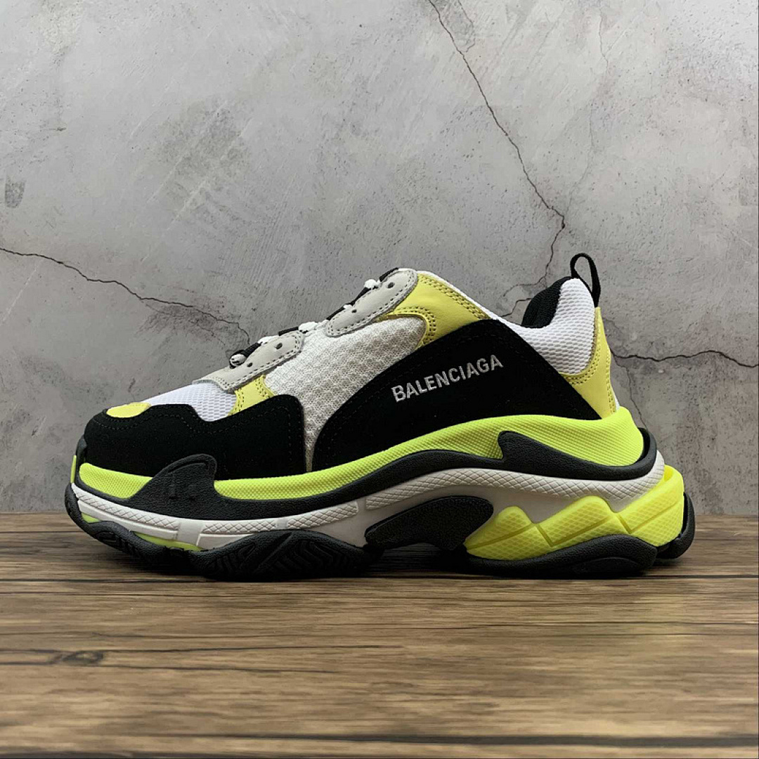 [Balenciaga TRIPLE S SNEAKER DADSHOE WHITE/BLACK/LIGHT YELLOW]-[WOMAN:35-39]-[MAN:40-46], photo 1