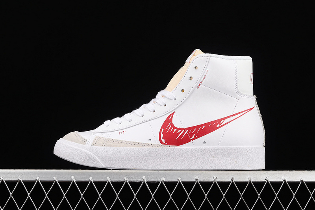 Unbranded [CW7580-100]-[BLAZER MID 77 SCRIBBLE WHITE/RED-SAIL]-[WOMAN:36-39]-[MAN:40-45], photo 1