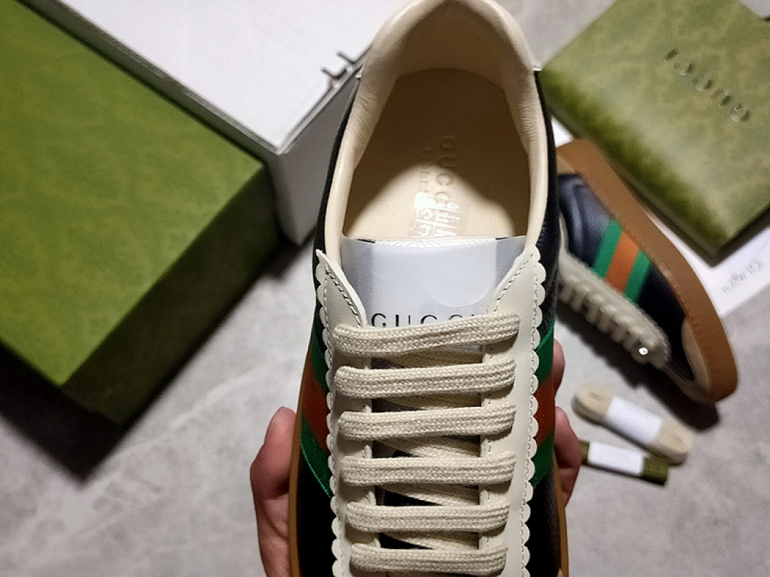 Gucci [GU*CCI ACE EMBROIDERED LOW-TOP SNEAKER BLACK/BROWN/GREEN-RED]-[UNISEX:35-44] - Image 7