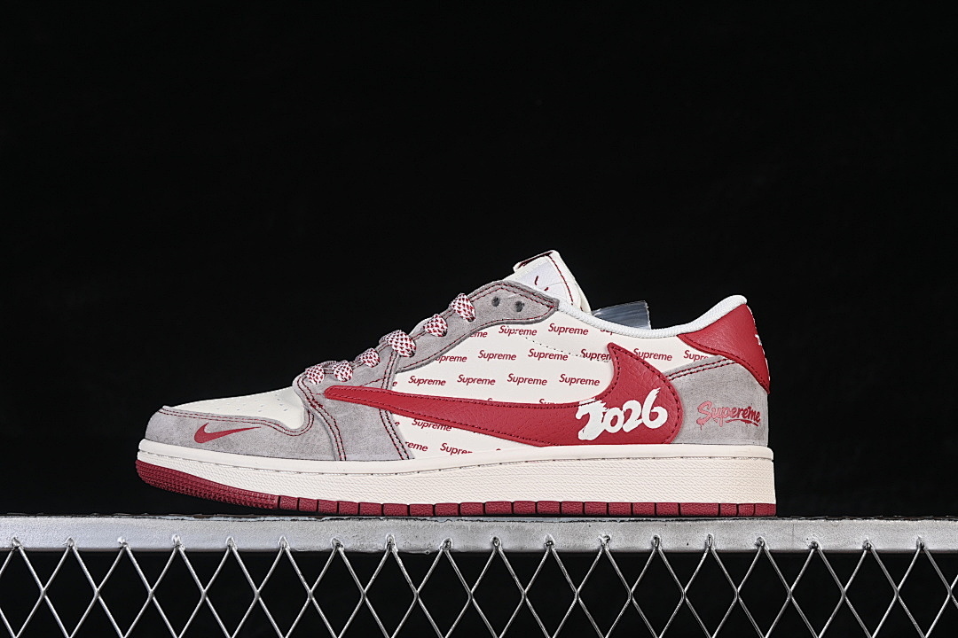 Jordan AIR Jordan 1 LOW RETRO SHOES WHITE/GREY/RED · JP2026-119, photo 1
