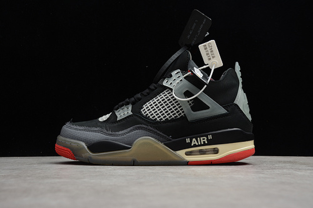 Off-White OW X AIR Jordan 4 BRED BLACK/GREY/RED · CV9388-001, photo 1