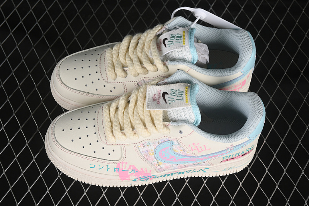 Nike [FJ7740-310]-[AIR AIR FORCE 1 07 LOW MISS FUJIANG WHITE/BLUE/PINK/BEIGE]-[WOMAN:36-42] - Image 11