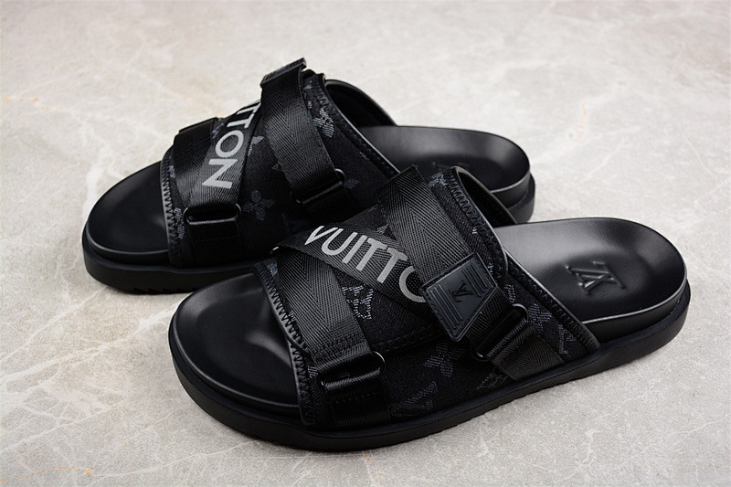 Louis Vuitton [L*V COMFORTABLE CASUAL COOL SLIPPERS BLACK]-[MAN:38-45]
