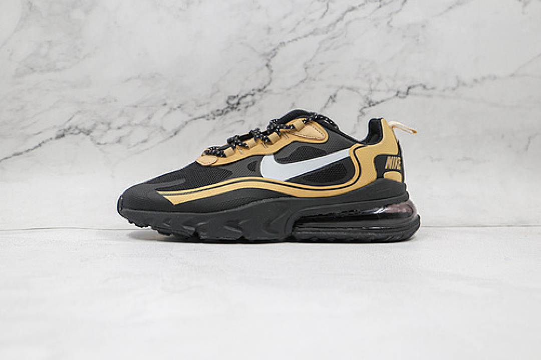 Nike AIR MAX 270 REACT BLACK/LIGHT BONE-METALLIC GOLD · CV1632-001, photo 1