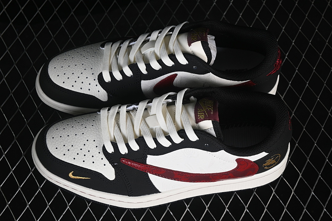 Jordan [NH0601-060]-[FRAGMENT DESIGN AIR JORDAN 1 LOW OG SP WHITE/BLACK/RED]-[WOMAN:36-39]-[MAN:40-45] - Image 3