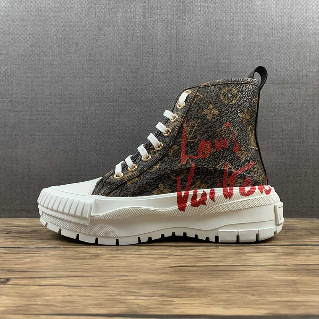 Louis Vuitton Louis Vuitton [L*V CANVAS BOOTS WHITE/BROWN/RED]-[WOMAN:35-40], photo 1