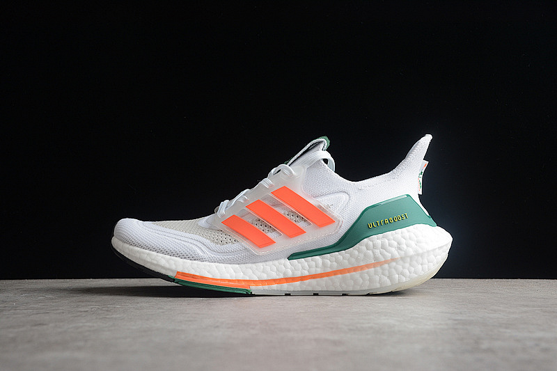 ULTRABOOST 21 NCAA PACK MIAMI CLOUD WHITE/TEAM ORANGE/GREY ONE · GX7966, photo 1