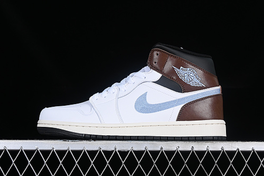Jordan [FQ8162-142]-[AIR JORDAN 1 MID WHITE/BLACK/SAIL/BLUE GREY]-[WOMAN:36-39]-[MAN:40-46], photo 1