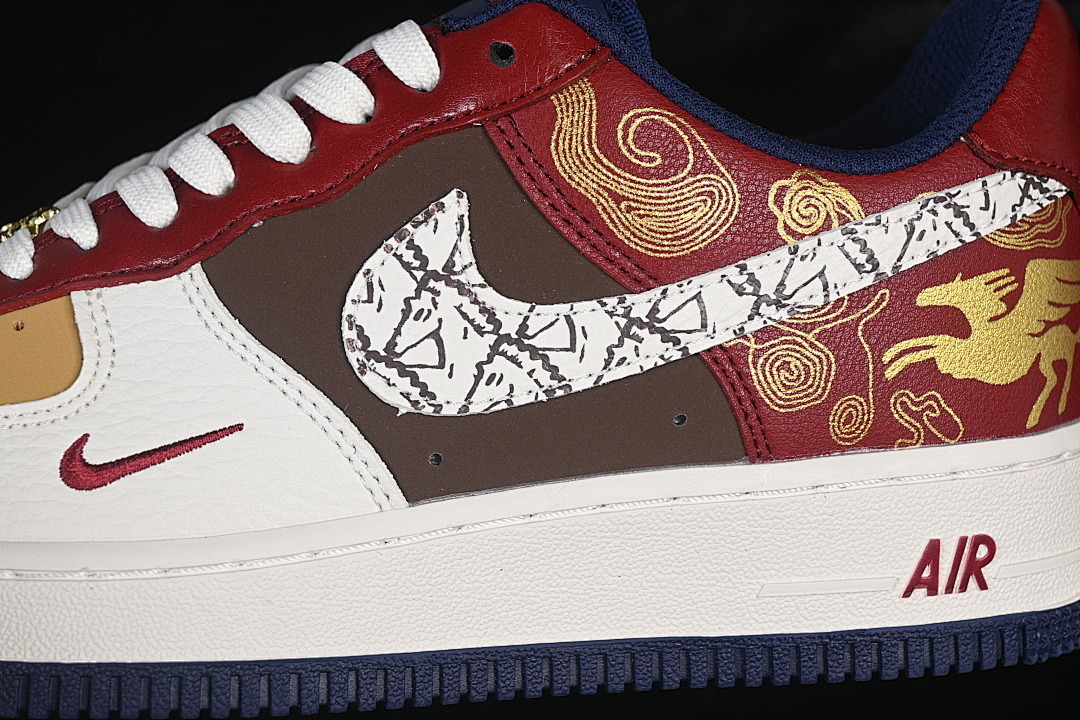 Nike [NH0601-535]-[AIR FORCE 1 07 LOW WHITE/BROWN/RED/NAVY BLUE/GOLD]-[WOMAN:36-39]-[MAN:40-45] - Image 8