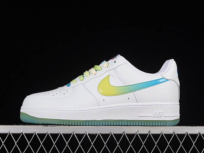 Nike Nike IR FORCE 1 07 SU19 WHITE/FLUORESCENT GREEN BLUE · TO1232-111, photo 1