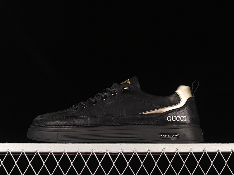 GU*CCI 22SS LEISURE TREND SNEAKERS BLACK/BLACK/GOLD · 9Y9209666, photo 1