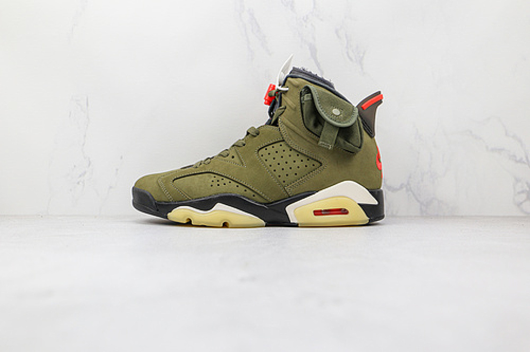 Jordan TRAVIS SCOTT X AIR Jordan 6 MEDIUM OLIVE/BLACK/UNIVERSITY RED · CN1084-200, photo 1