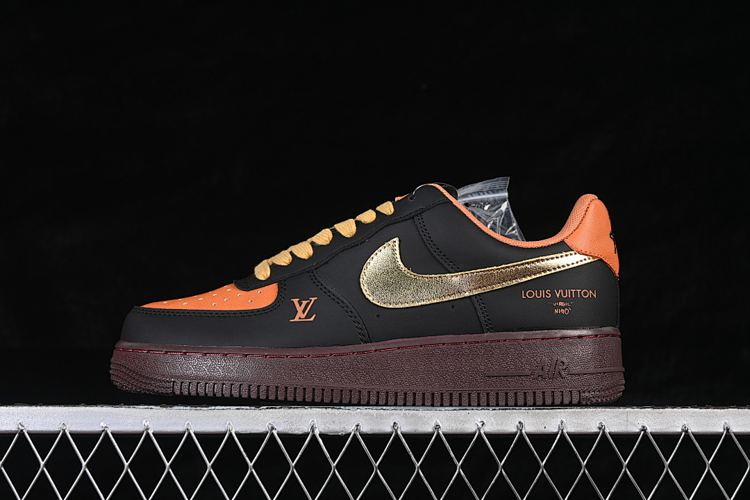 Nike [FV3694-101]-[AIR FORCE 1 07 LOW BLACK/ORANGE/GOLD]-[WOMAN:36-39]-[MAN:40-45] - Image 2