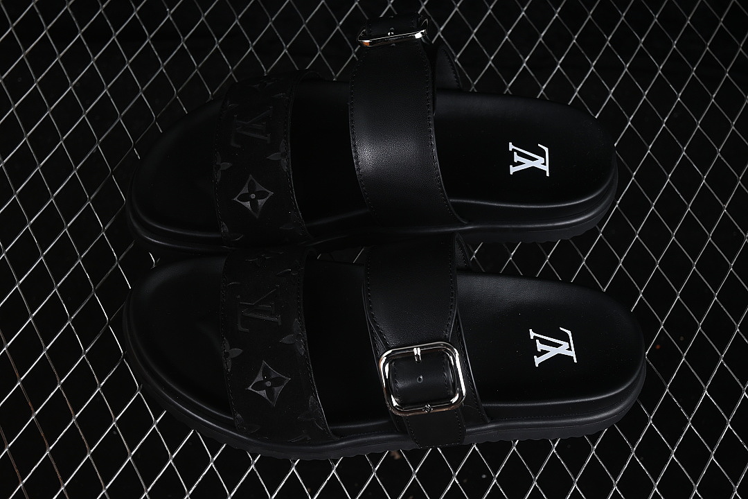 Louis Vuitton [VENICE COMFORT ROUND TOED ONE PIECE SLIPPERS BLACK/INKINESS]-[WOMAN:39]-[MAN:40-46] - Image 8