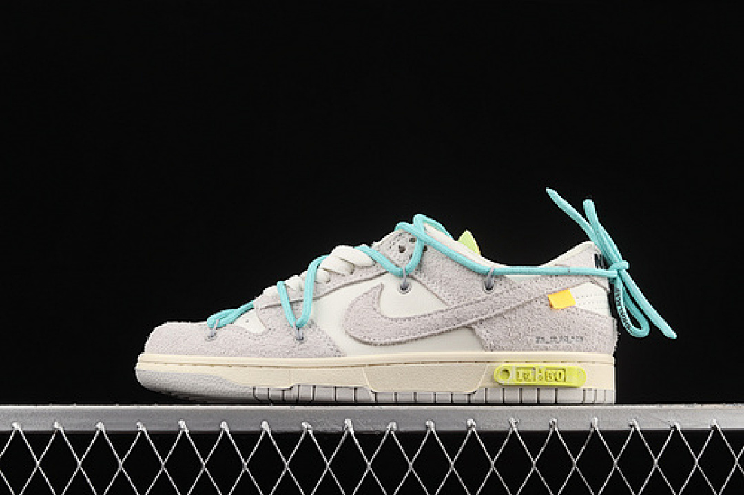 Nike OW X SB DUNK LOW LOT 14 OF 50 SAIL/NEUTRAL GREY/MINT GREEN · DJ0950-106, photo 1