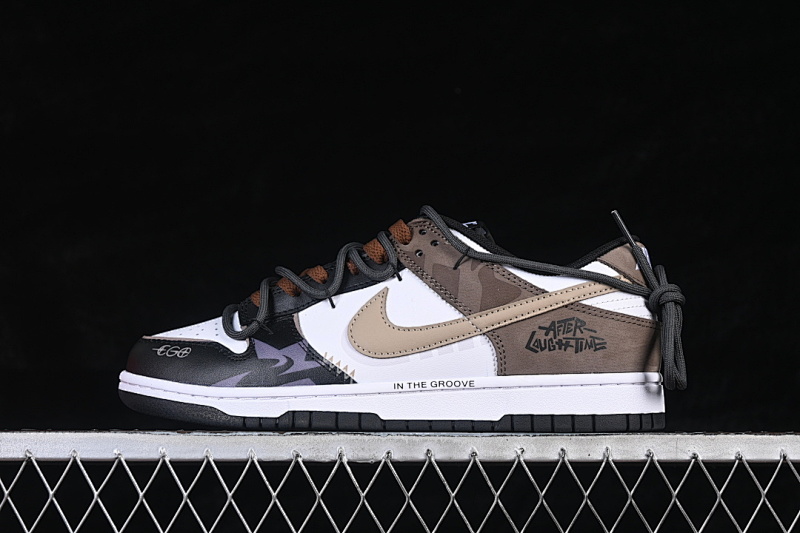 Nike SB DUNK LOW LOW-TOP CASUAL SNEAKERS WHITE/BLACK/BROWN · HF5441-100, photo 1