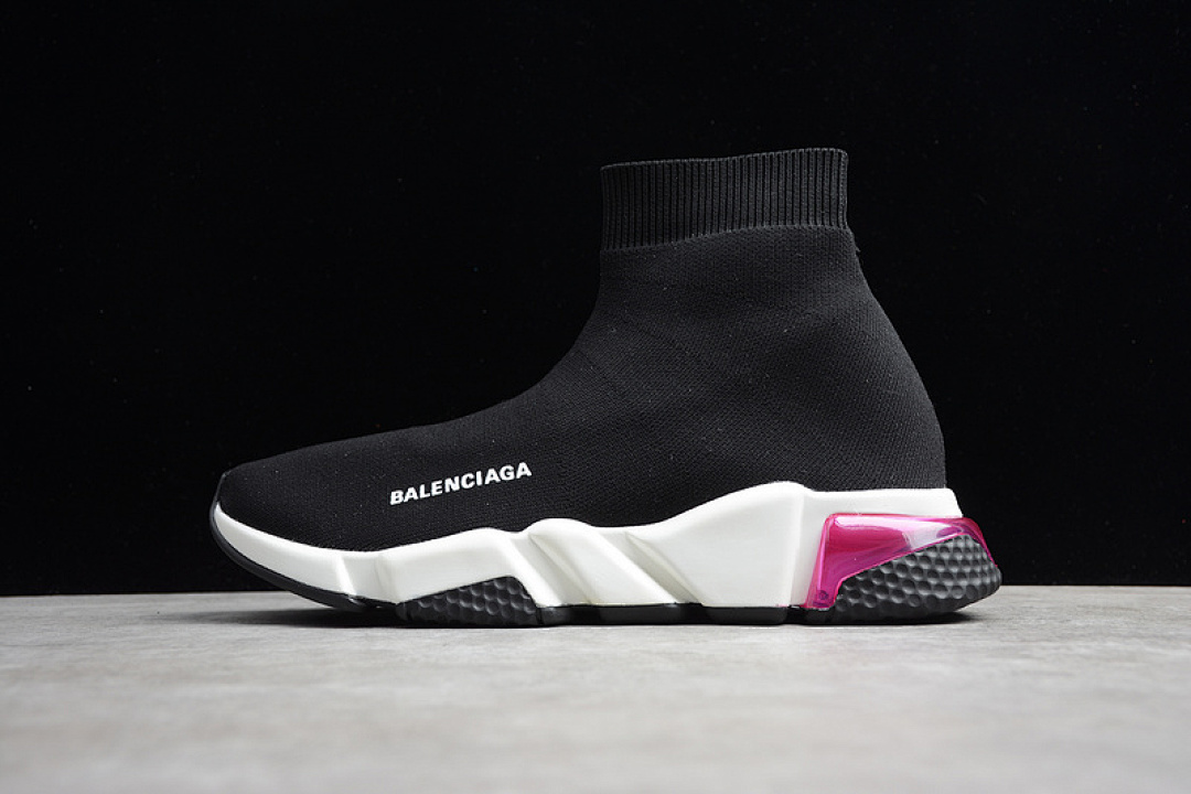 Purple [BA-LEN-CIAGA SPEED STRETCH-KNIT MID SNEAKERS BLACK/WHITE/PURPLE]-[UNISEX:36-46]], photo 1