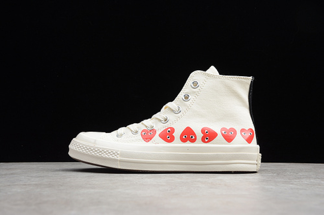 Comme des Garcons Comme des Garcons CHUCK TAYLOR ALL-STAR 70S X CDG HIGH MULTI HEARTS WHITE/RED-EGRET · 162972C, photo 1