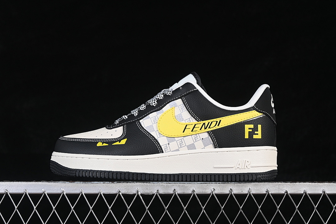 Nike [LD1999-019]-[AIR FORCE 1 07 LOW CASUAL SNEAKERS WHITE/BLACK/YELLOW]-[WOMAN:36-39]-[MAN:40-45] - Image 2