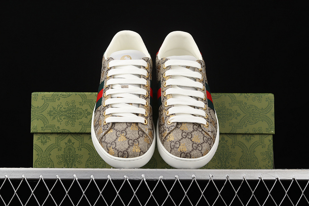 Gucci [GU*CCI ACE EMBROIDERED LOW-TOP SNEAKERS KHAKI/GREEN/RED]-[WOMAN:35-39]-[MAN:40-44] - Image 12
