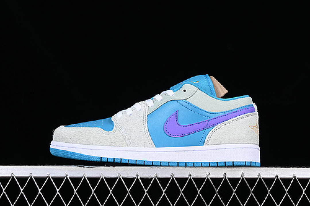 Jordan [DX4334-300]-[AIR JORDAN 1 LOW WHITE/PURPLE/GREY/BLUE]-[WOMAN:35.5-39]-[MAN:40-47.5], photo 1