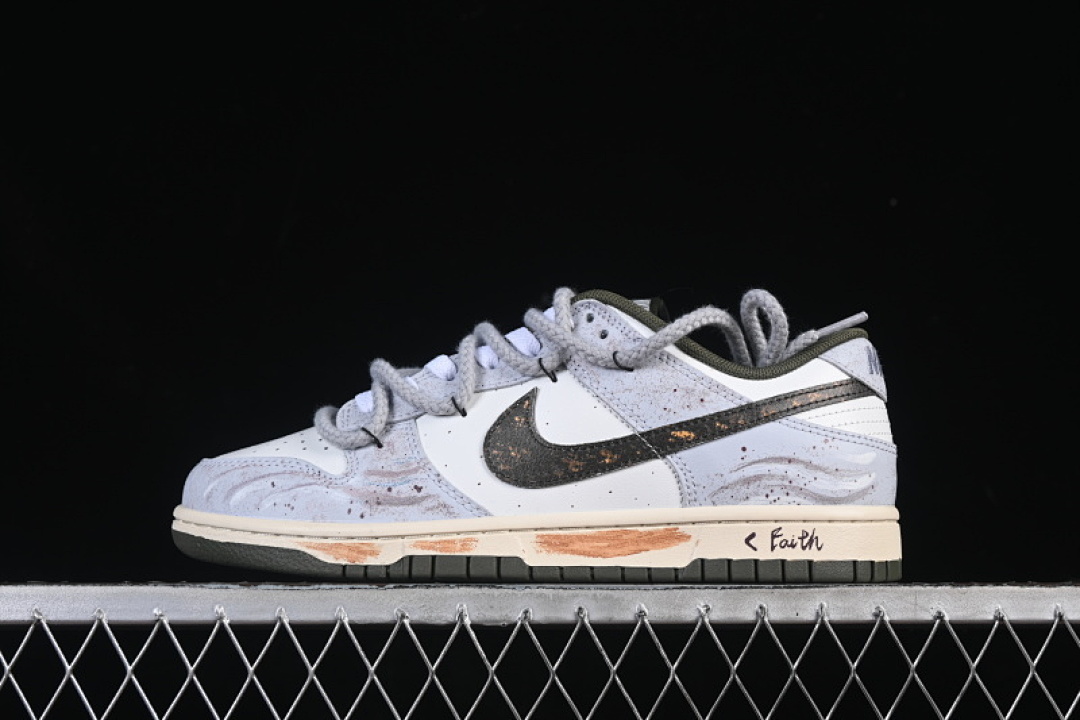Unbranded [HF5441-102]-[DUNK LOW BANDAGE TOP CASUAL SNEAKERS WHITE/GREY/BLACK]-[MAN:40-46], photo 1