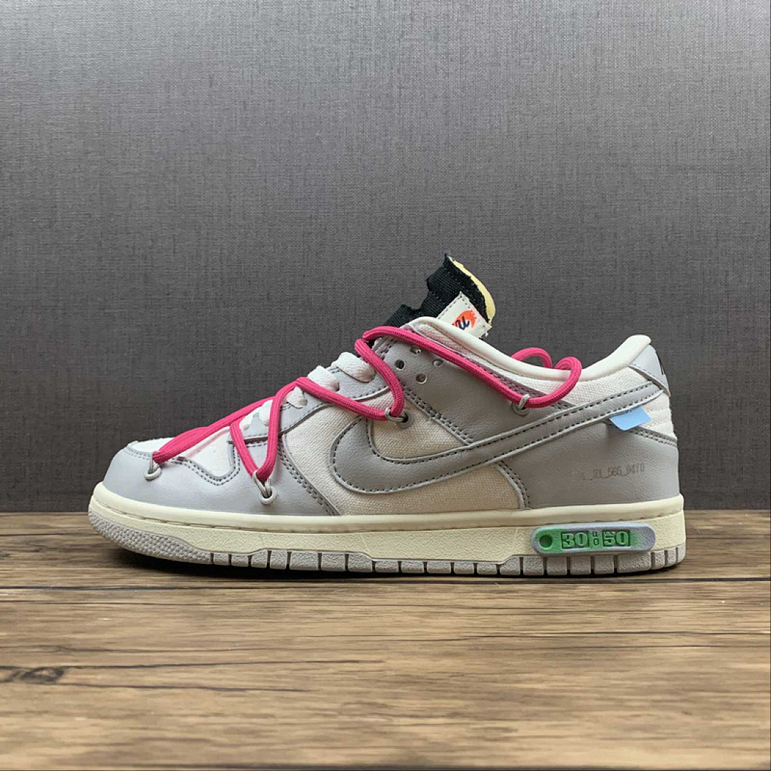 Off-White [DM1602-122]-[OW X SB DUNK LOW LOT 30 OF 50 SAIL/NEUTRAL GREY/PINK]-[WOMAN:36-39]-[MAN:40-45], photo 1