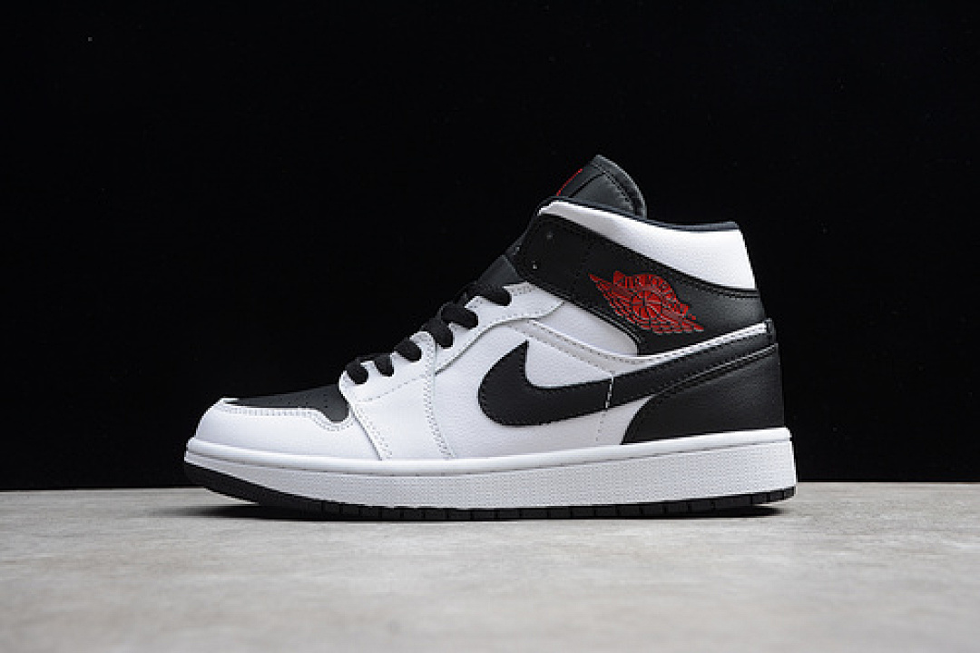 Jordan [78-76-86]-[BQ6472-101]-[AIR JORDAN 1 MID REVERSE BLACK TOE WHITE/GYM RED-BLACK]-[UNISEX:36-45], photo 1
