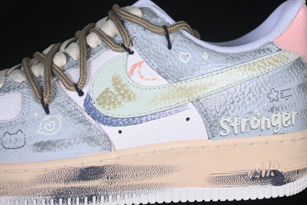 Nike [YT0303-222]-[AIR FORCE 1 07 LOW WHITE/GREY/PINK/BLUE]-[WOMAN:36-39]-[MAN:40-45] - Image 8