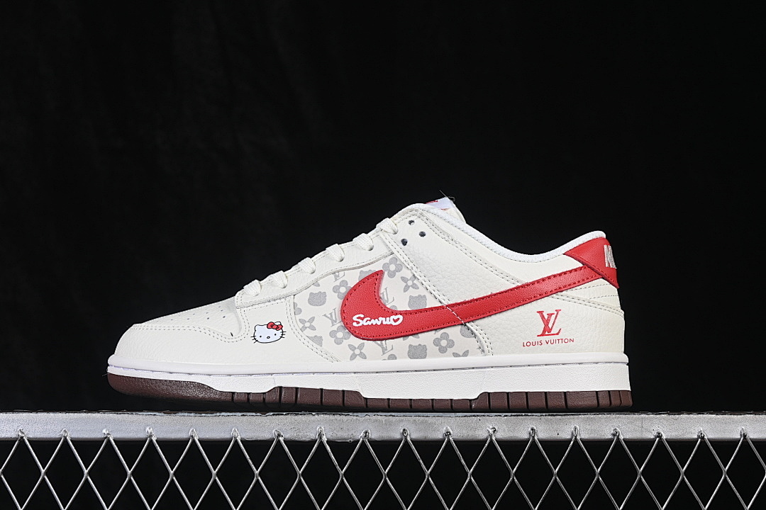 Unbranded [HF0391-001]-[DUNK LOW CASUAL SKATE SHOES RED/WHITE/COFFEE]-[WOMAN:36-39]-[MAN:40-45], photo 1