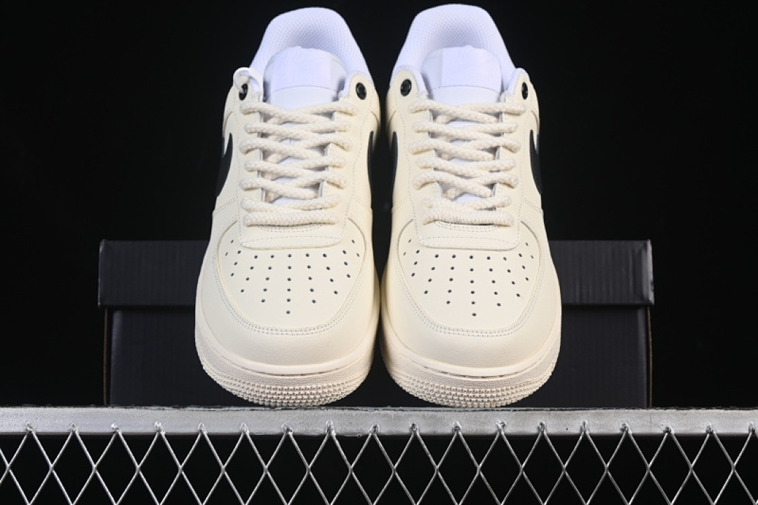 Nike [DD8959-100]-[AIR FORCE 1 07 LOW CASUAL SNEAKERS BEIGE/BLACK]-[WOMAN:36-39]-[MAN:40-45] - Image 12
