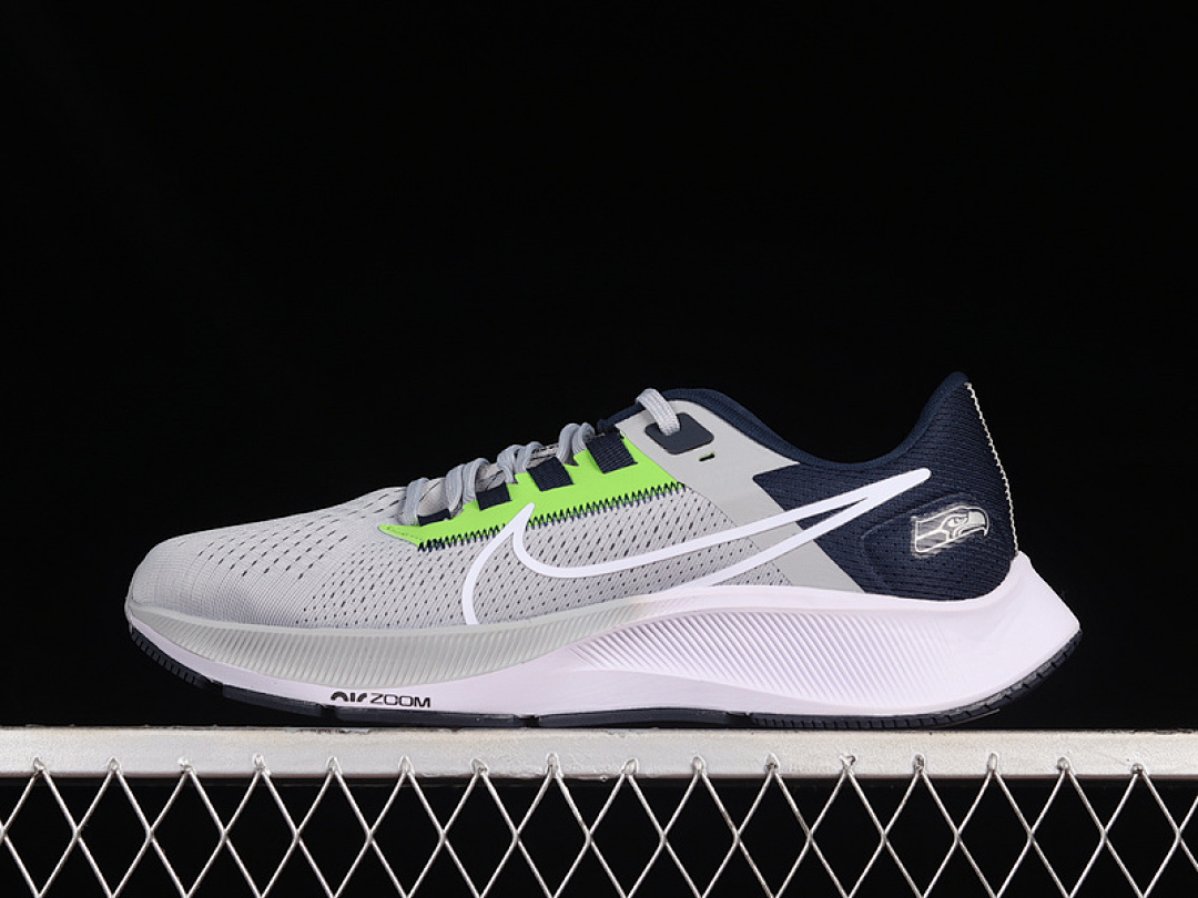 Nike [DJ0854-001]-[NFL X AIR ZOOM PEGASUS 38 SEATTLE SEAHAWKS WOLF GREY/COLLEGE NAVY/ACTION (GREEN]), photo 1
