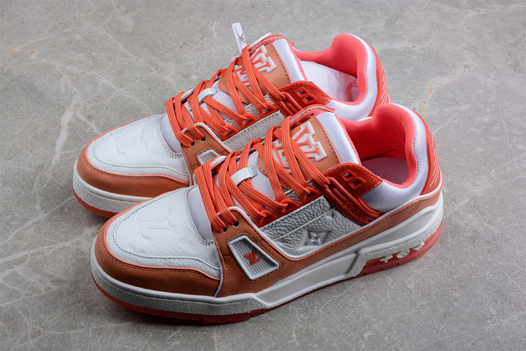 Louis Vuitton [L*V TRAINER LOW SNEAKERS WHITE/WHITE/ORANGE]-[WOMAN:36-39]-[MAN:40-45] - Image 10