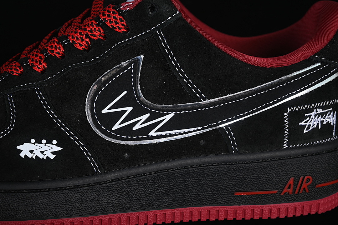 Nike [SY1388-009]-[AIR FORCE 1 07 LOW CASUAL SNEAKERS BLACK/WINE RED]-[WOMAN:36-39]-[MAN:40-45] - Image 7