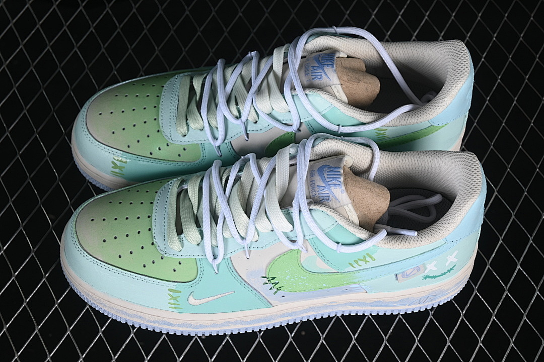 Nike [DB3301-919]-[AIR FORCE 1 07 LOW CASUAL SNEAKERS GREEN/BLUE/WHITE]-[WOMAN:36-39]-[MAN:40-45] - Image 11