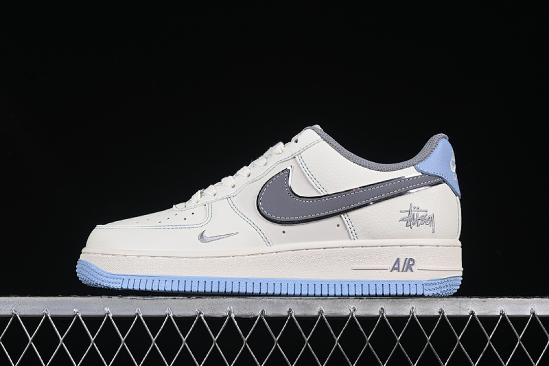 Nike [XS1958-517]-[AIR FORCE 1 07 LOW WHITE/GREY/BLUE]-[WOMAN:36-39]-[MAN:40-45] - Image 2