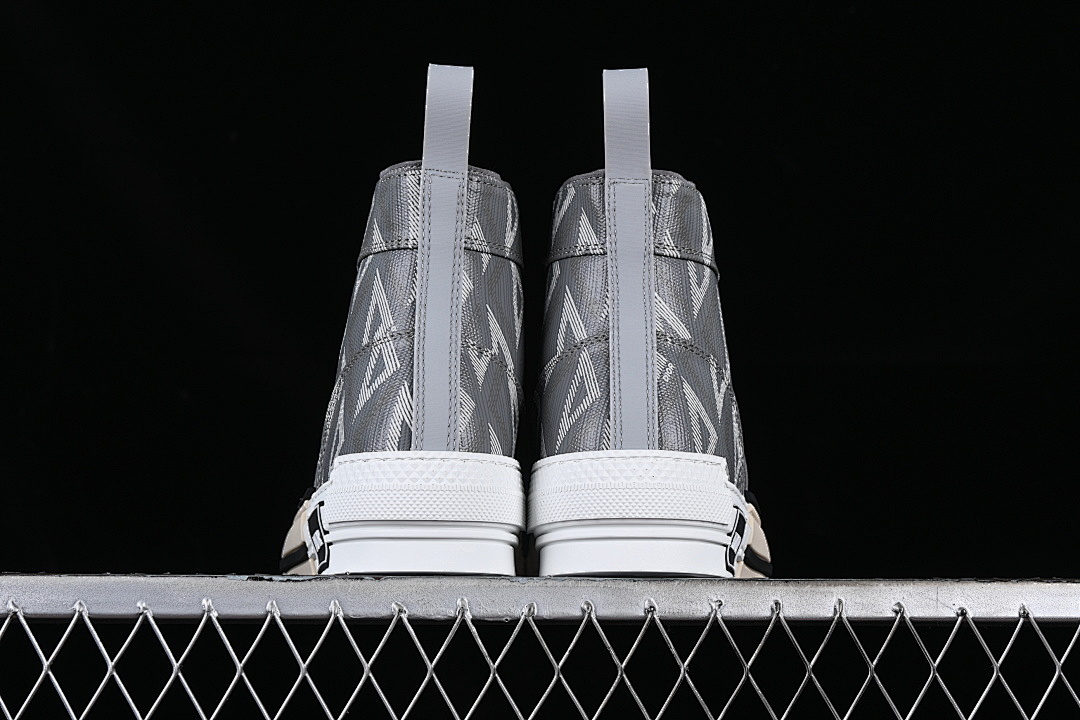 Dior [B23 OBLIQUE TOP SNEAKERS MID CASUAL SHOES WHITE/DARK GRAY/BEIGE]-[WOMAN:39]-[MAN:40-46] - Image 13