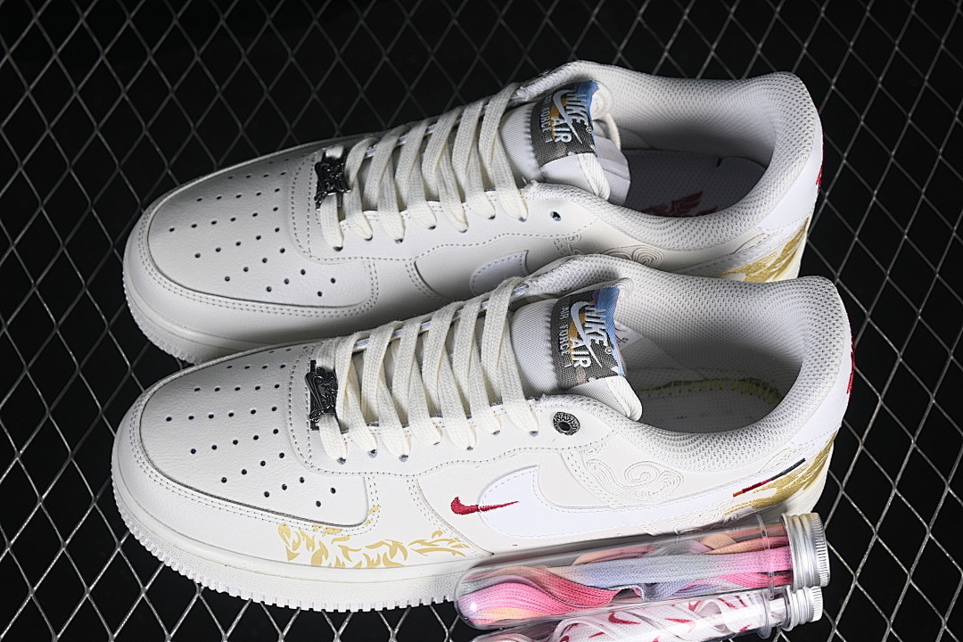 Nike [IQ1133-112]-[AIR FORCE 1 07 LOW CASUAL SNEAKERS WHITE/GOLD]-[WOMAN:36-39]-[MAN:40-45] - Image 11