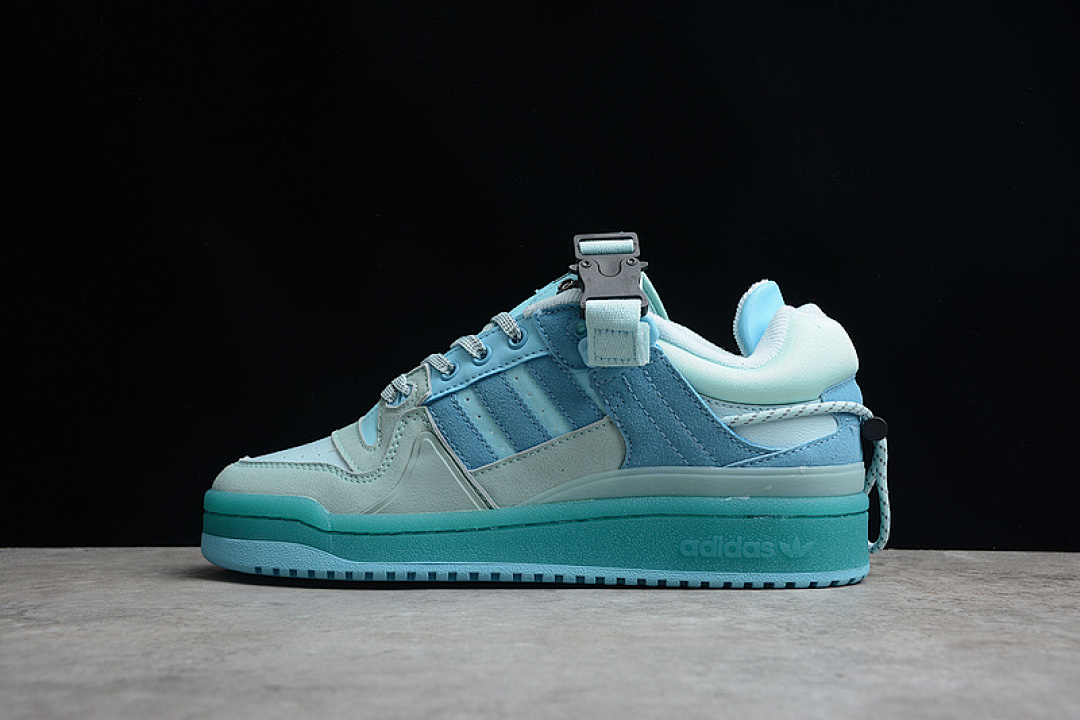 BAD BUNNY X FORUM LOW SHOES TAN BLUE/TAN BLUE/SKY BLUE · GW0268, photo 1