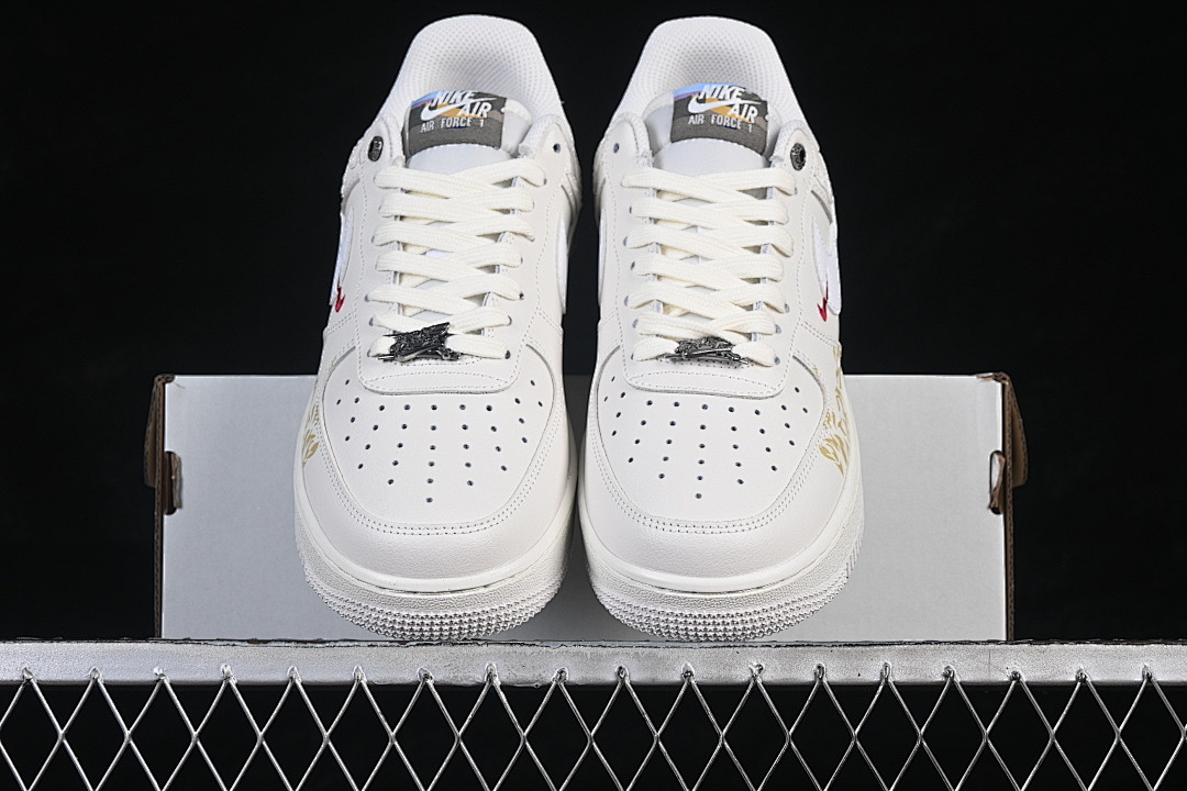 Nike [IQ1133-112]-[AIR FORCE 1 07 LOW CASUAL SNEAKERS WHITE/GOLD]-[WOMAN:36-39]-[MAN:40-45] - Image 13